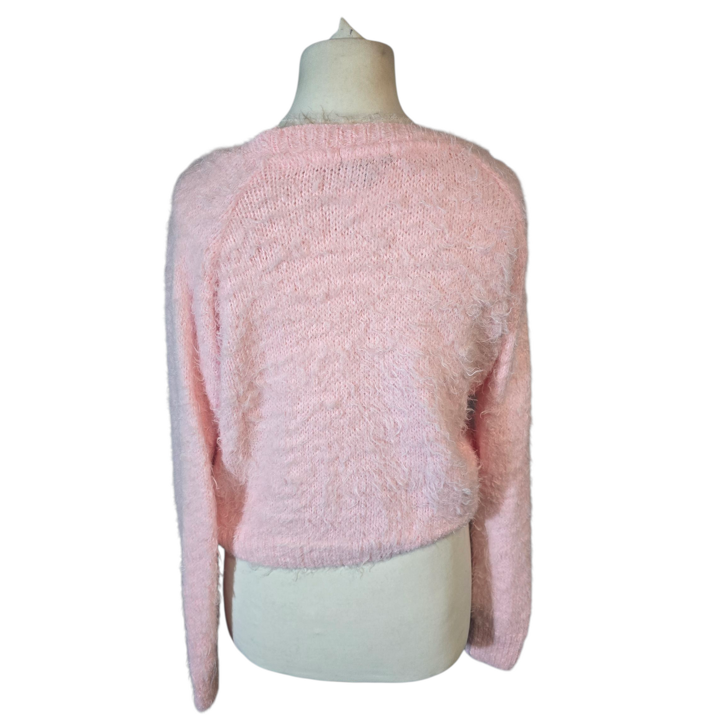 Topshop Baby Pink Shaggy Cropped Jumper – Size 10