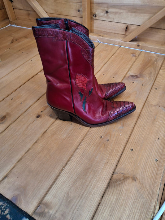 🖤 River Island x Sancho Burgundy Western Boots – EU 37 / UK 4 🖤
