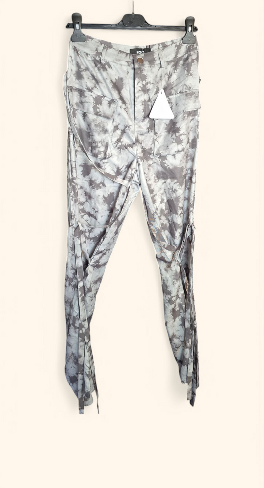 EGO grey tyedye high waisted skinny/flared leg cargo trousers size 6 New