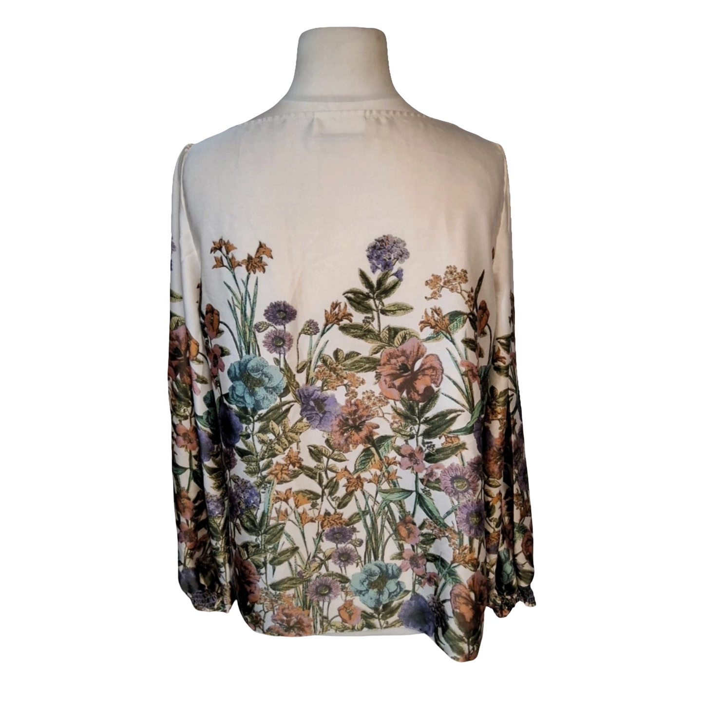 Wallis White Multicolour Floral Silky Blouse – Size 14