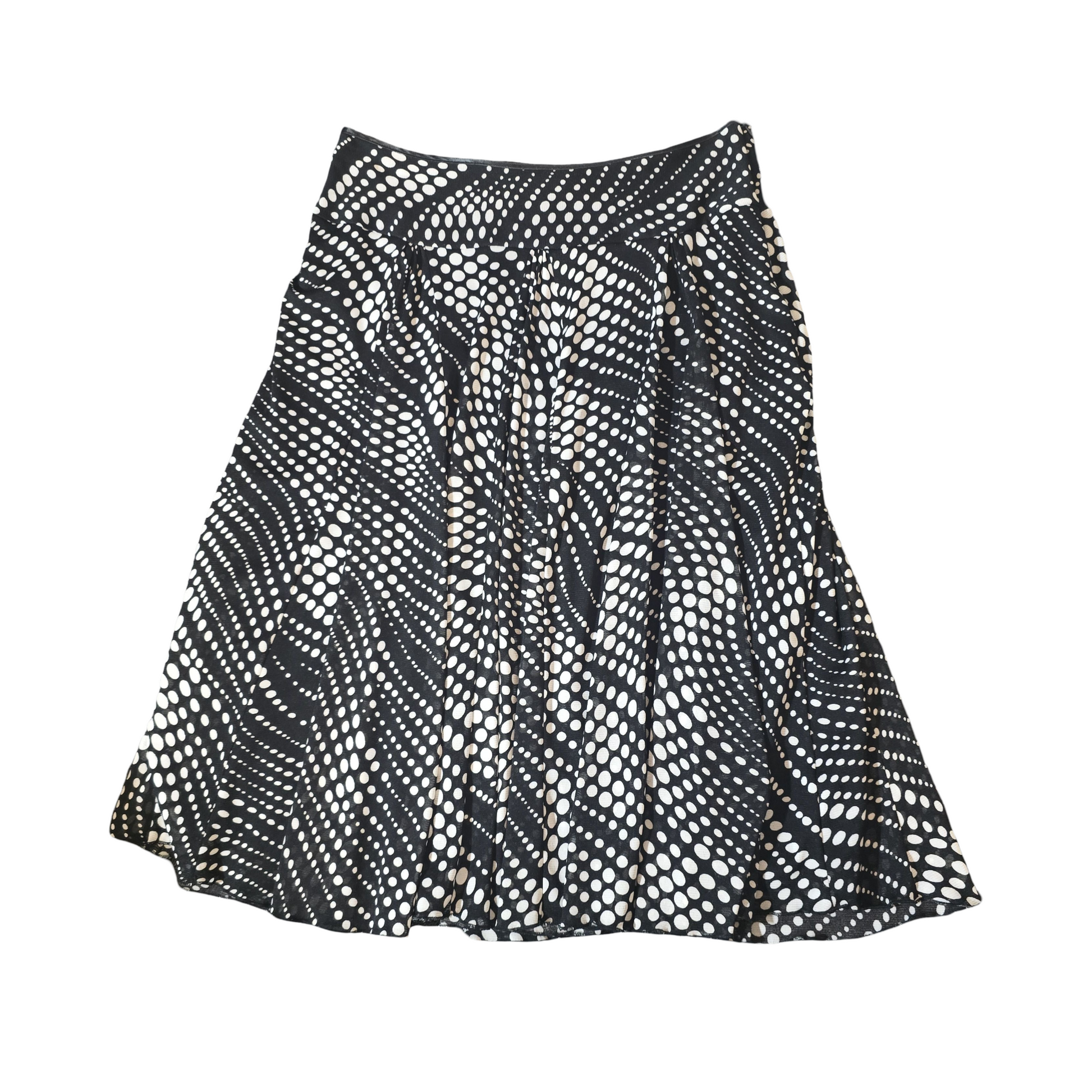 Wallis Black & White Polka Dot Flared Midi Skirt – Size 12