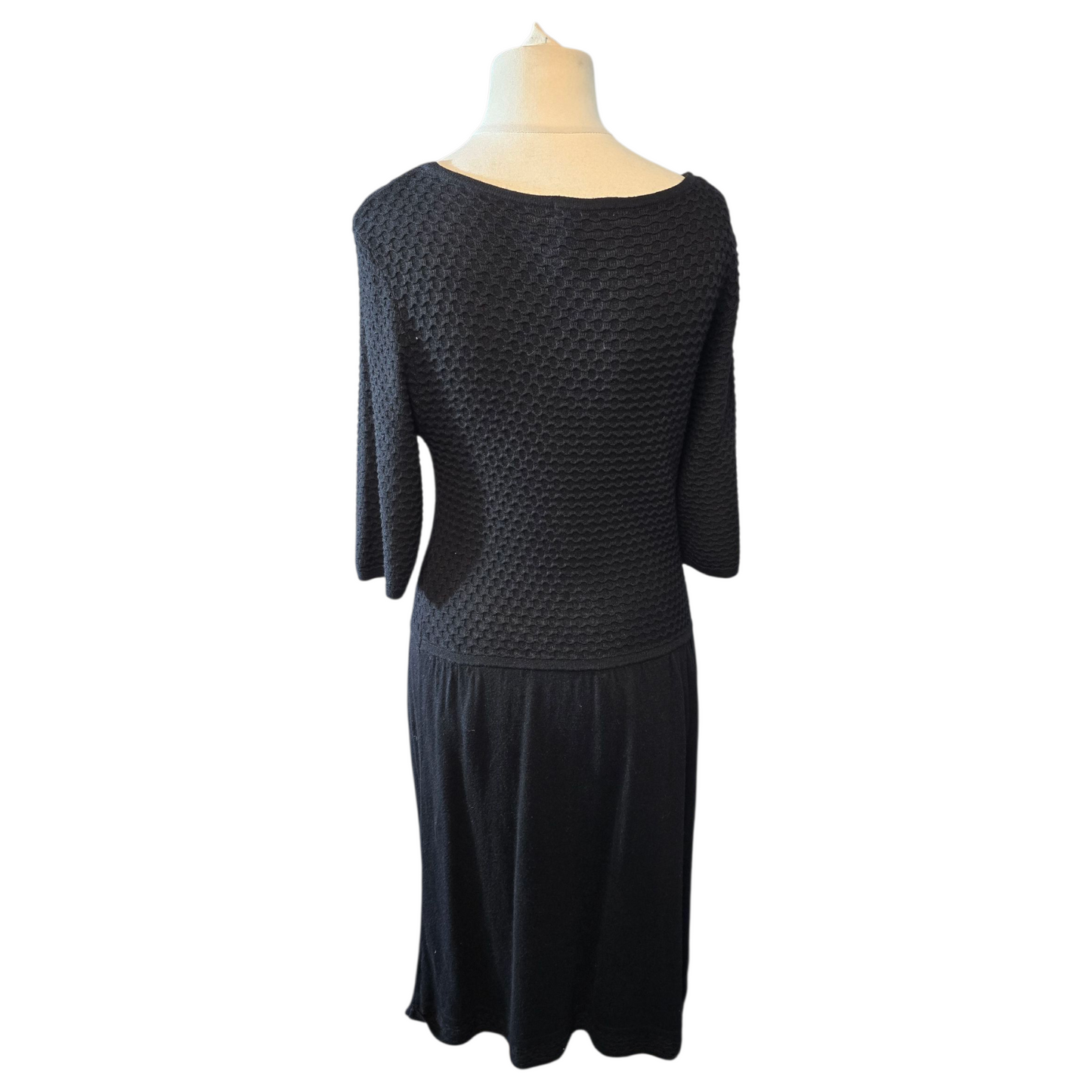 Tu Black ¾ Sleeve Dress – Knitted Top, Knee Length, Size 14