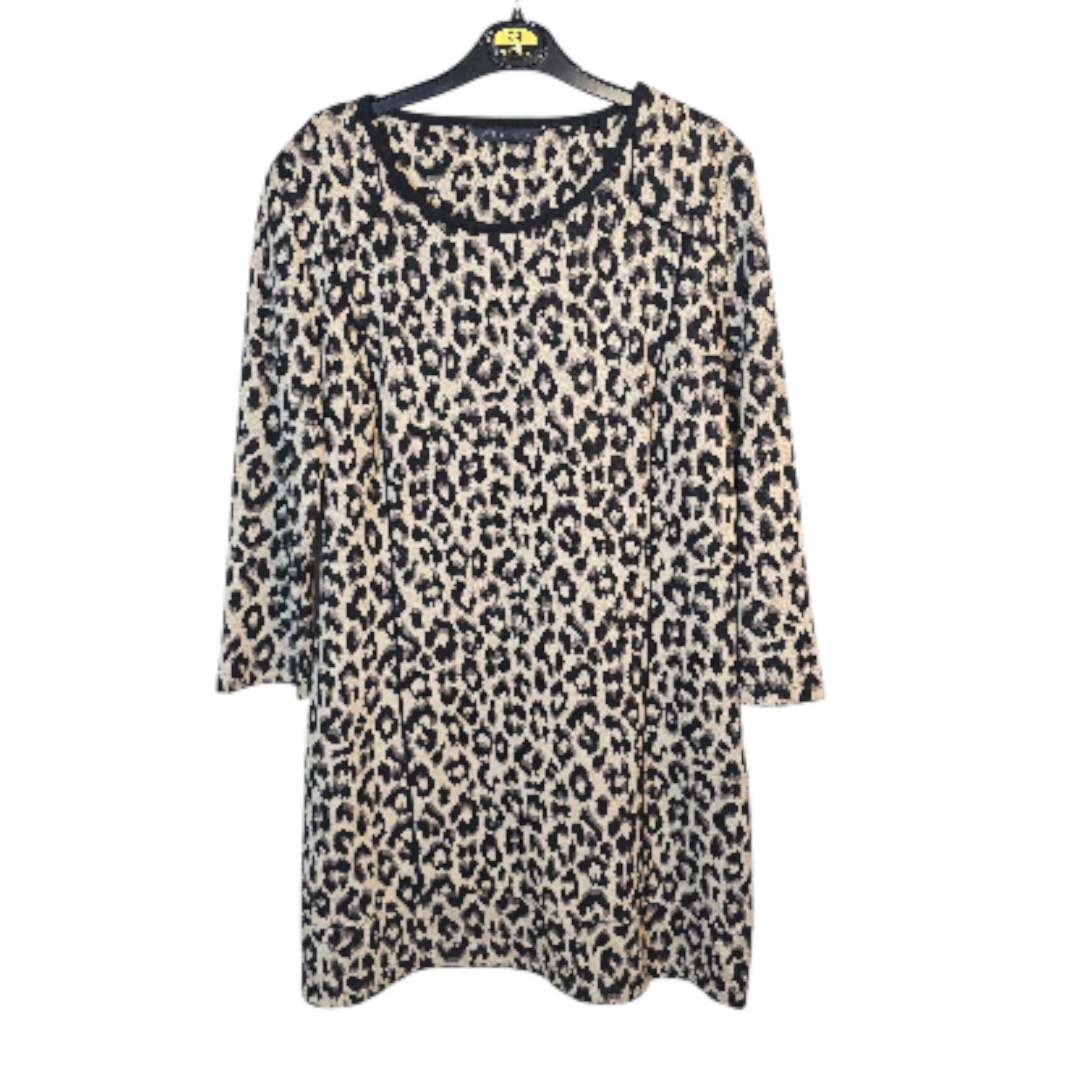 M&S Beige & Black Animal Print A-Line Mini Dress – Size 8
