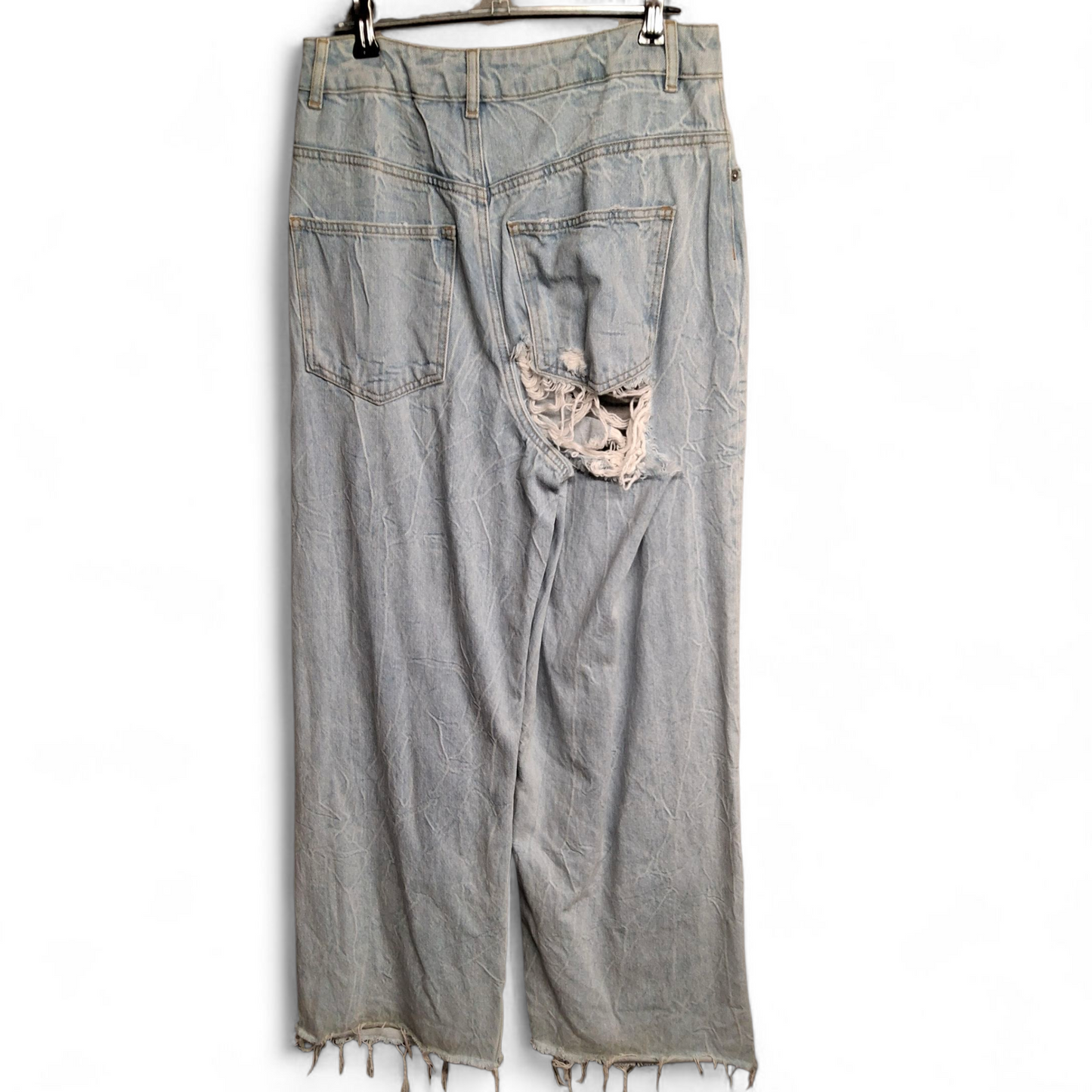 ASOS Light Blue Distressed Wide-Leg Jeans – Size 6/8 – 90s Grunge Cool