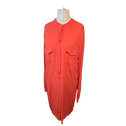 F&F Red Viscose Midi Shirtdress – Size 20 (Fits size 18/20)