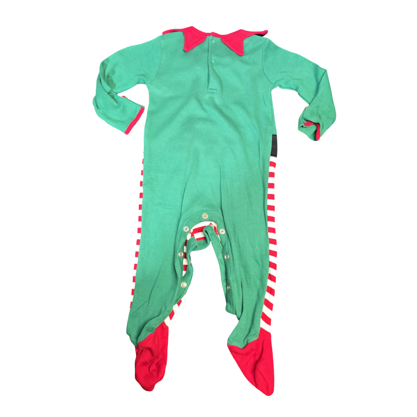 George Elf Christmas Onesie – 6–9 Months – Cute Striped Festive Sleepsuit