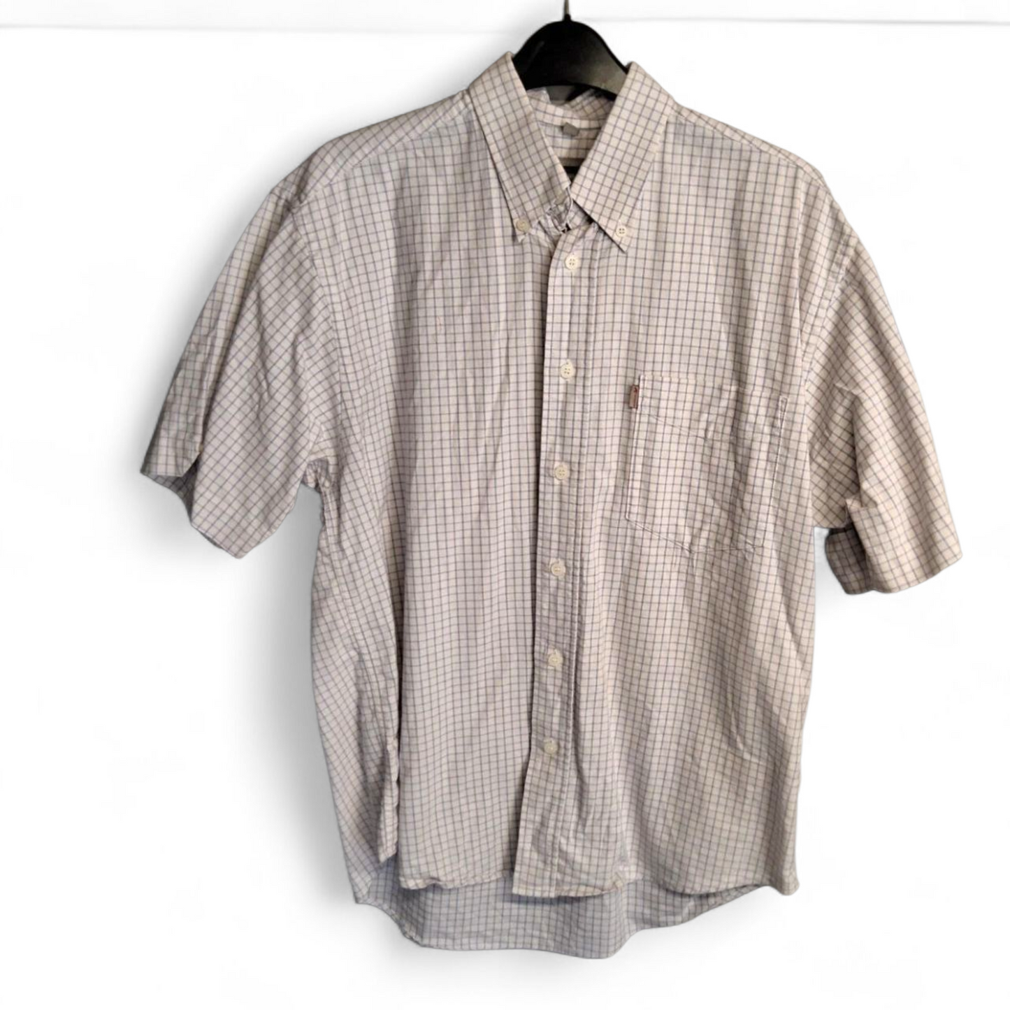 Men's Vintage 90s Lee Cooper purple & blue checked short sleeved shirt 15"