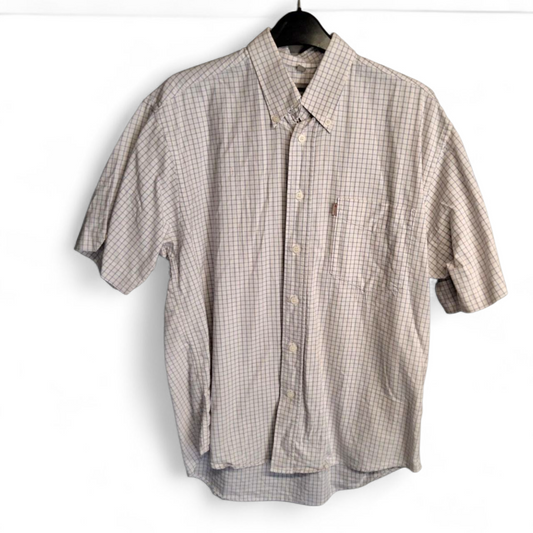 Men's Vintage 90s Lee Cooper purple & blue checked short sleeved shirt 15"