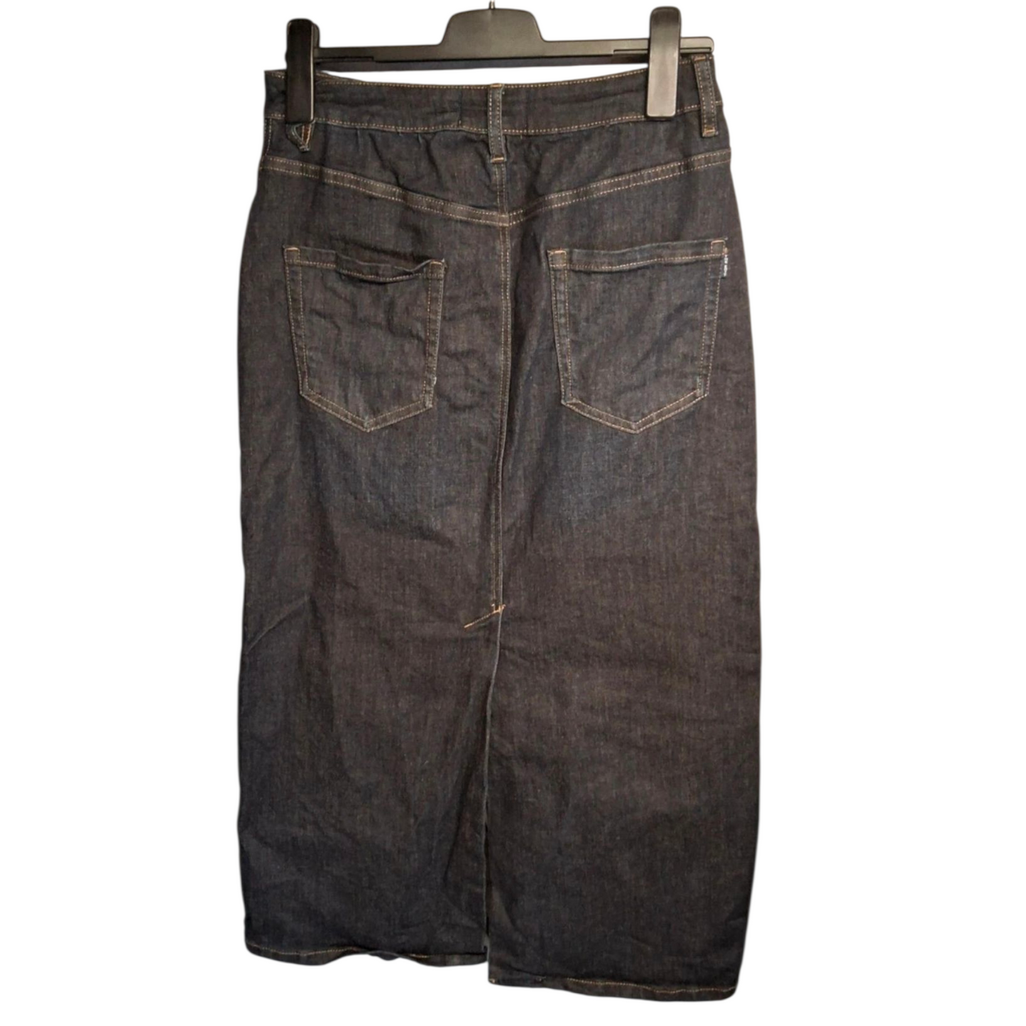 Primark The Edit Dark Navy Denim Long Skirt – Size 12, Pockets & Back Slit