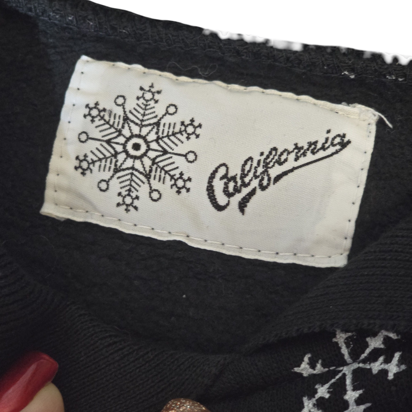 Vintage California Black & White Snowflake Collared Xmas Jumper – Unisex – Relaxed Fit