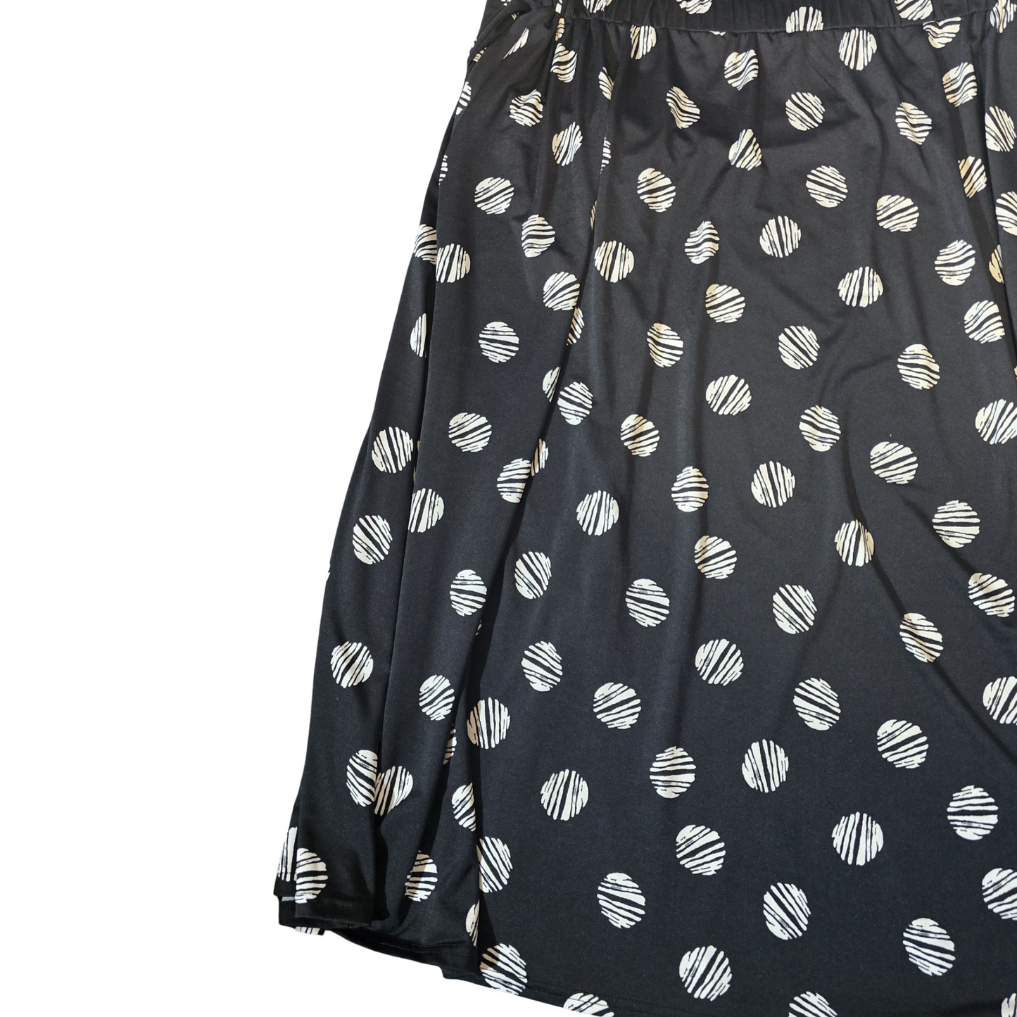 Bonmarché Black & White Polka Dot Midi Skirt – Size 18 – Belted Waist – Flowy & Comfy