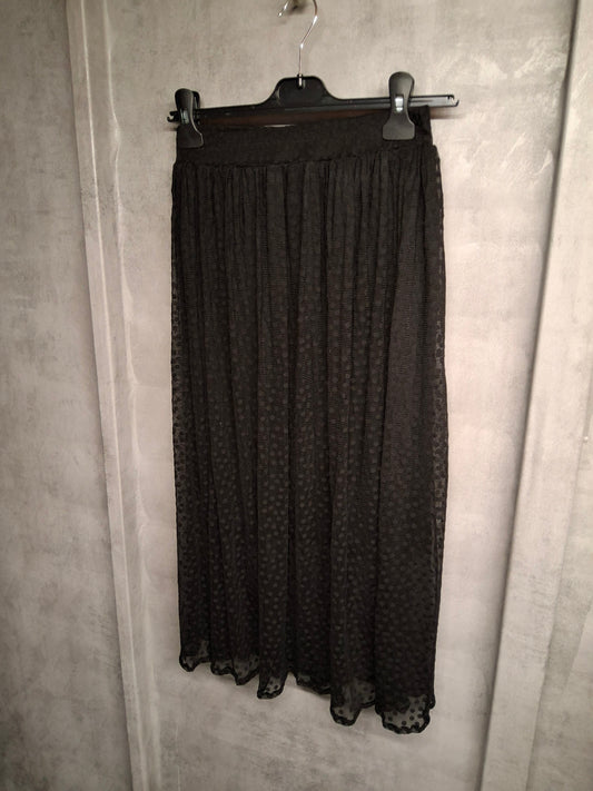 Oh My Love London Black Polka Dot Mesh Midi Skirt | Size S/M (UK size 8/10)