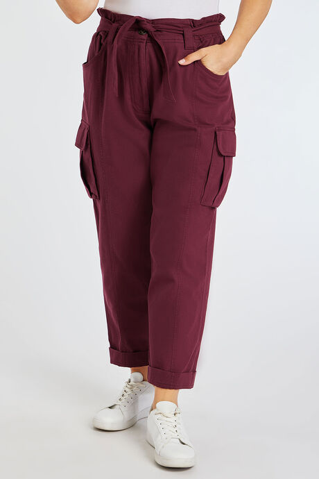 Autonomy Purple Relaxed Cargo Trousers – Size M (UK size 14/16) – 100% Cotton