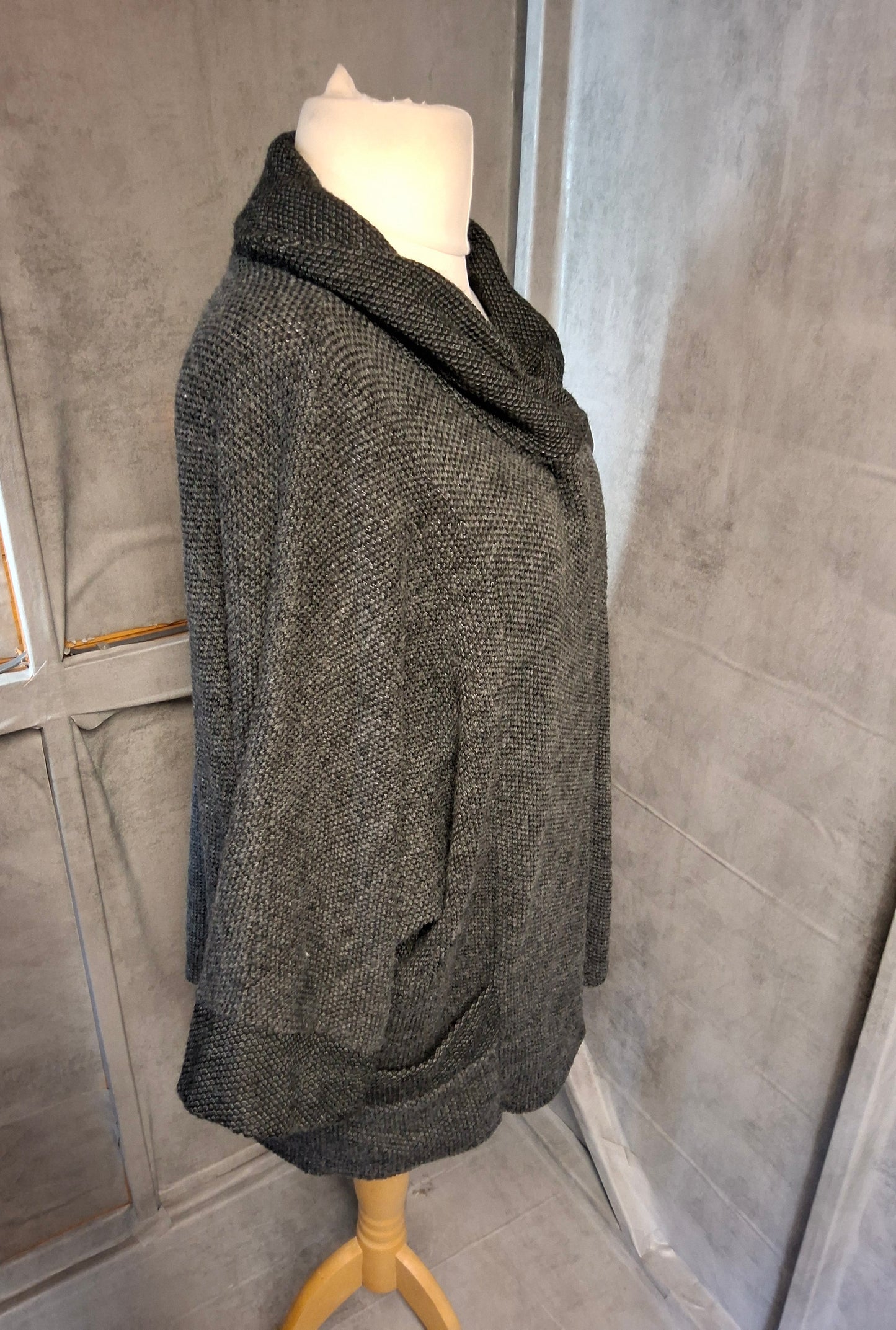 Cerulean Collection Grey Relaxed Knit Cardigan – One Size – Pockets & 3/4 Sleeves