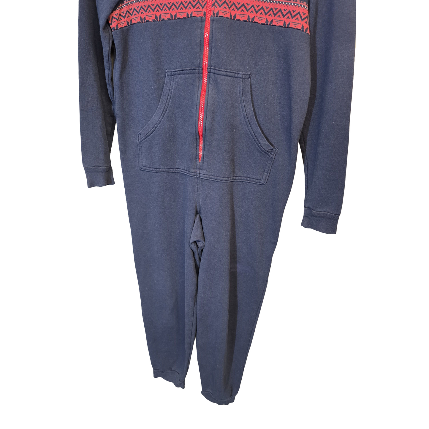 M&S Navy & Red Christmas Onesie – Kids 9–10 Years – Hooded Zip-Up