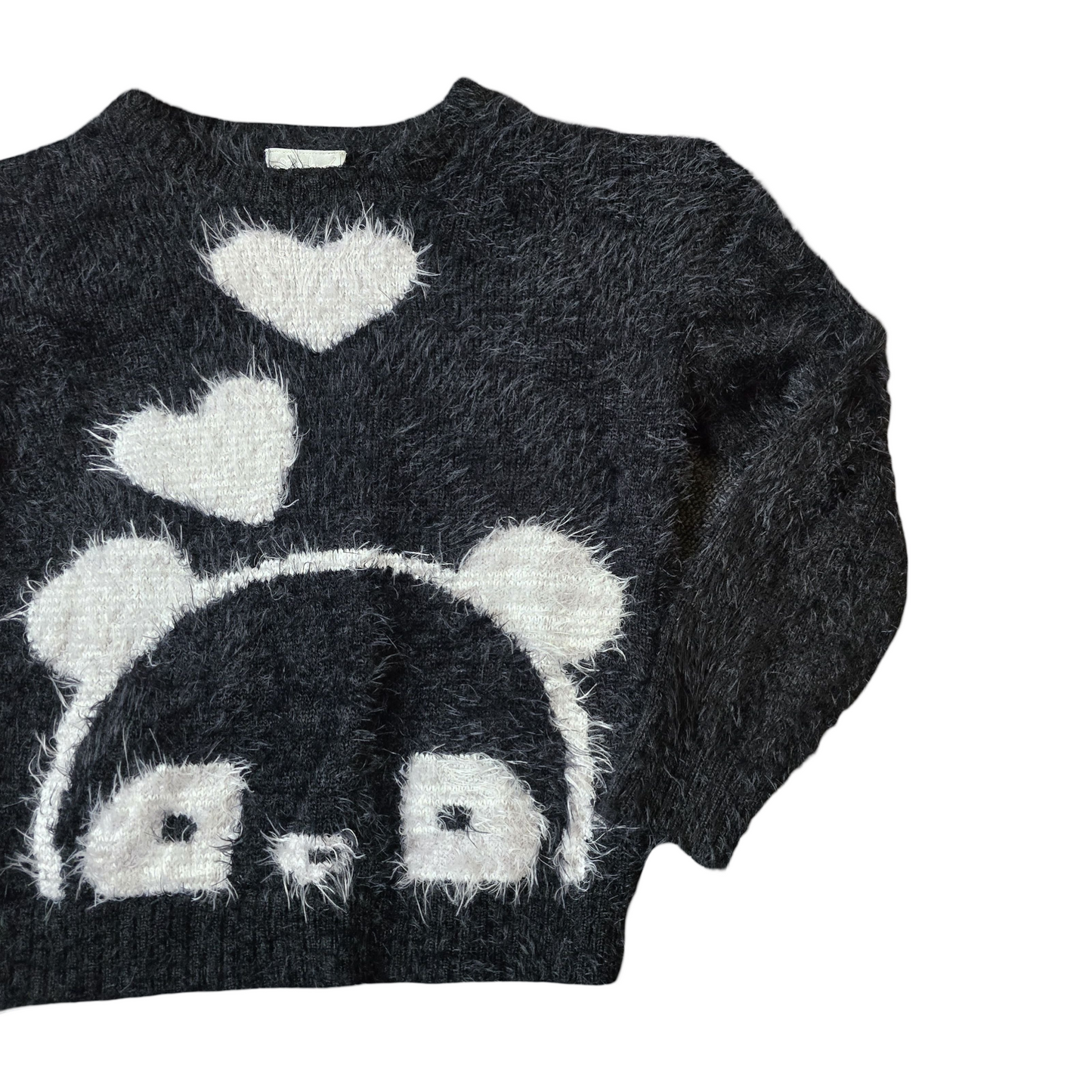 Matalan Girls Black Shaggy Jumper – Age 9 Years – Nylon & Acrylic