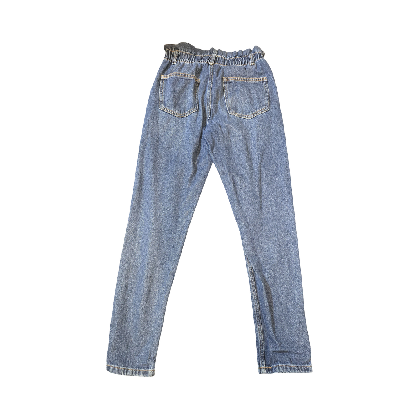 Primark Girls’ Slouchy Denim Jeans – Slim Leg, Frill High Waist – Age 11–12 Years