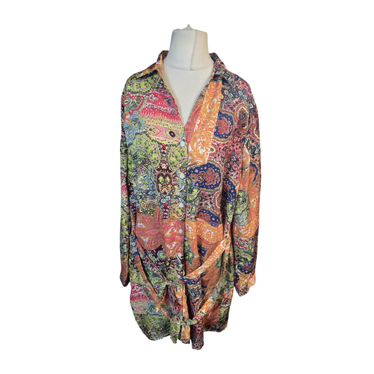 Boohoo Multicoloured Patterned Belted Shirtdress – UK size 18