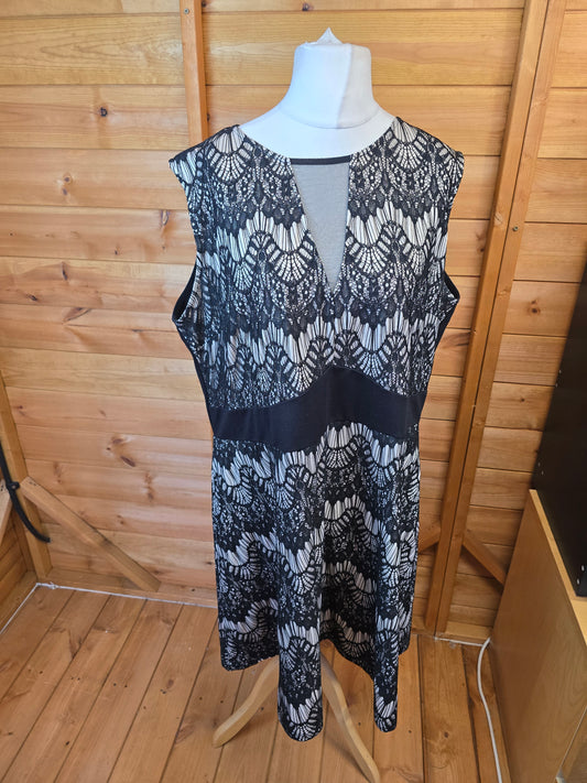 SimplyBe black & nude lace sleeveless midi dress size 24