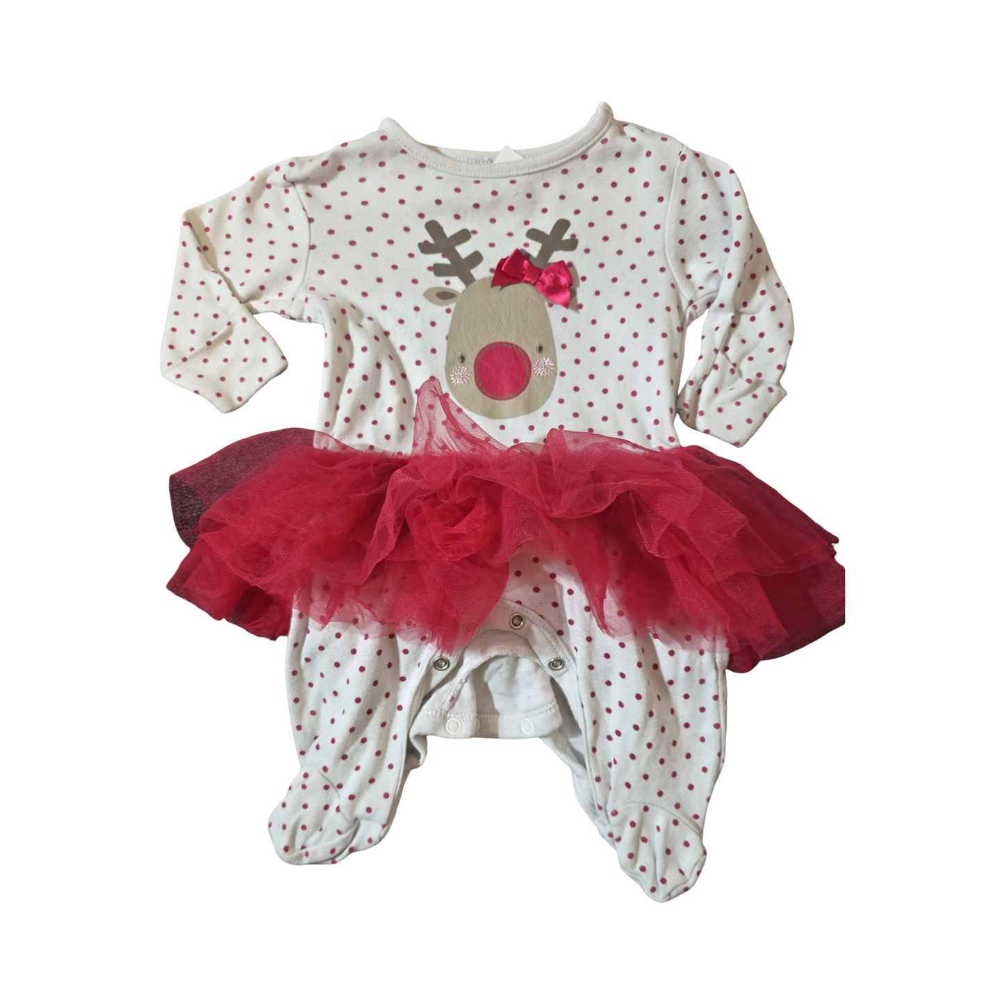 Early Days Red Tutu Reindeer Sleepsuit – 0–3 Months Girls