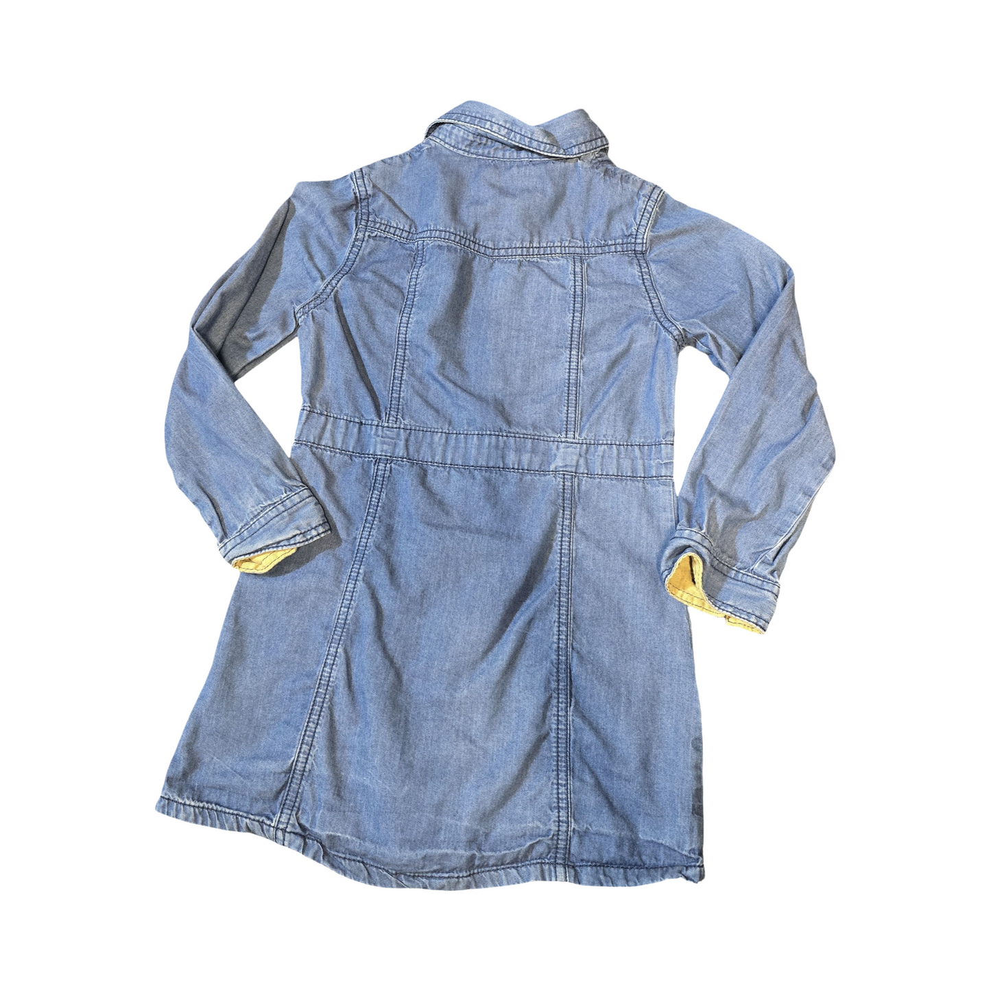 Mothercare Girls’ Blue Denim Dress – Age 5–6 Years – Long Sleeve Popper Style
