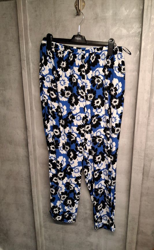 George Blue Floral Lightweight Trousers Size 18 – Slim Leg Viscose
