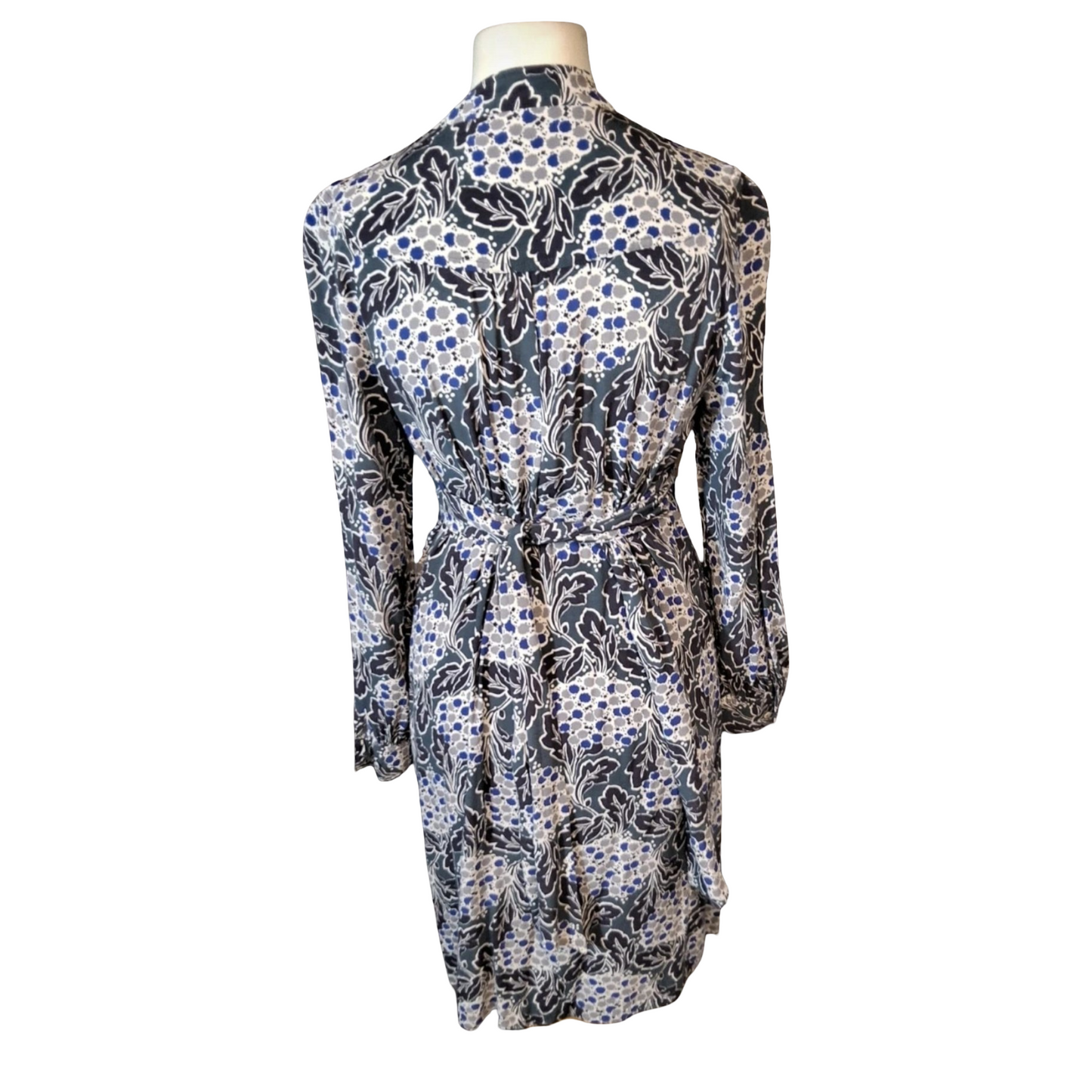 Boden Green & Blue Floral Tie-Waist Midi Dress – UK 12R