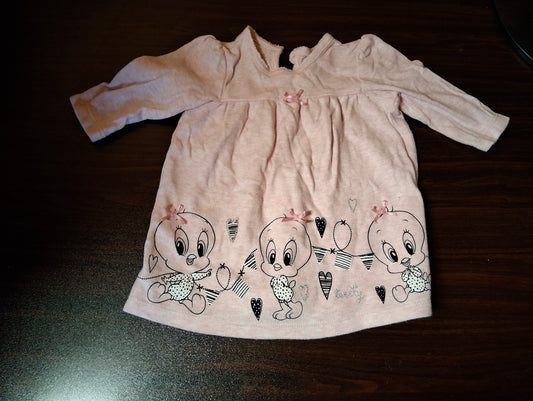 George Girls Pink Tweety Print Long Sleeve T-Shirt – 3–6 Months – 100% Cotton
