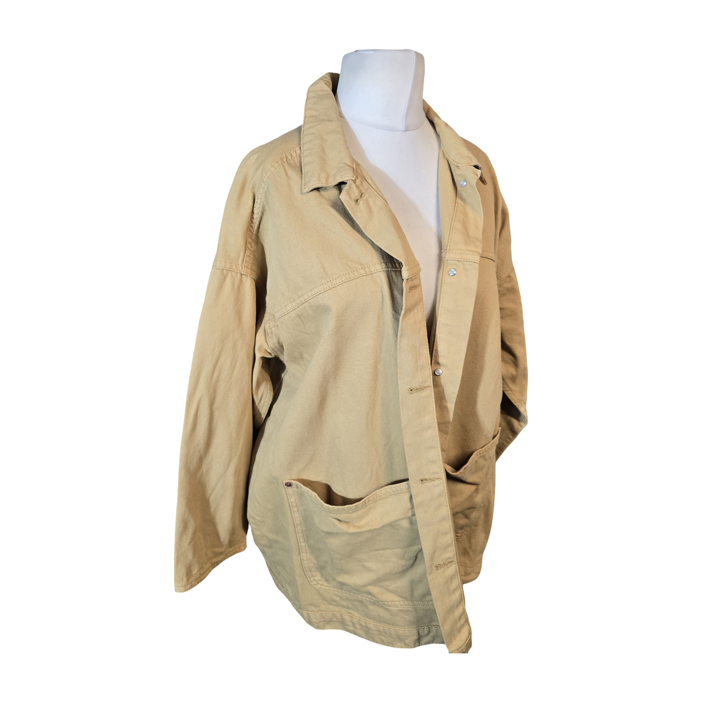 Monki Beige Oversized Cotton Jacket – Size M – Relaxed Fit