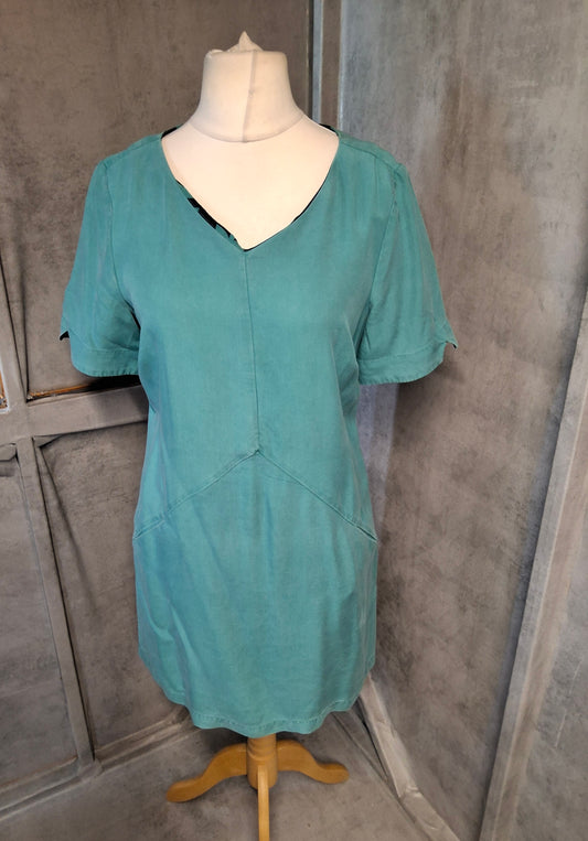 White Stuff Teal Green 100% Lyocell Dress – Size 10 – Soft, Stylish & Pocket-Perfect