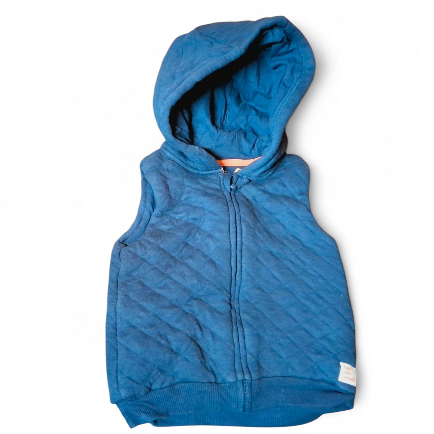 F&F Navy Padded Gilet – Boys 6–9 Months – Cotton & Polyester – Hooded Zip Up