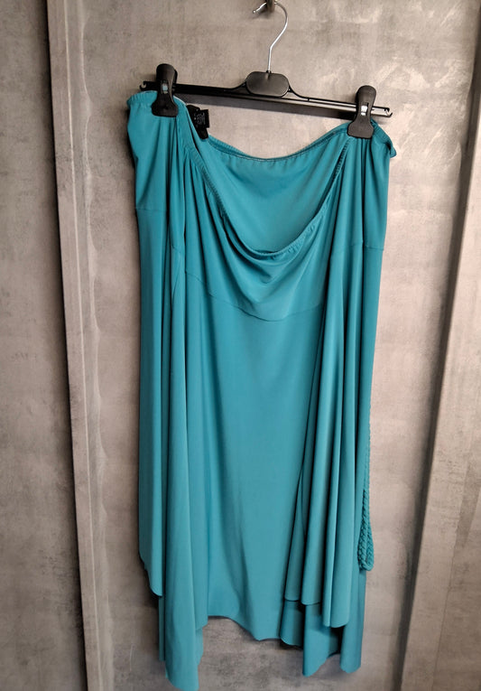 Attitudes by Renée Teal Green Asymmetrical Midi Skirt – Size 3XL UK 24–28