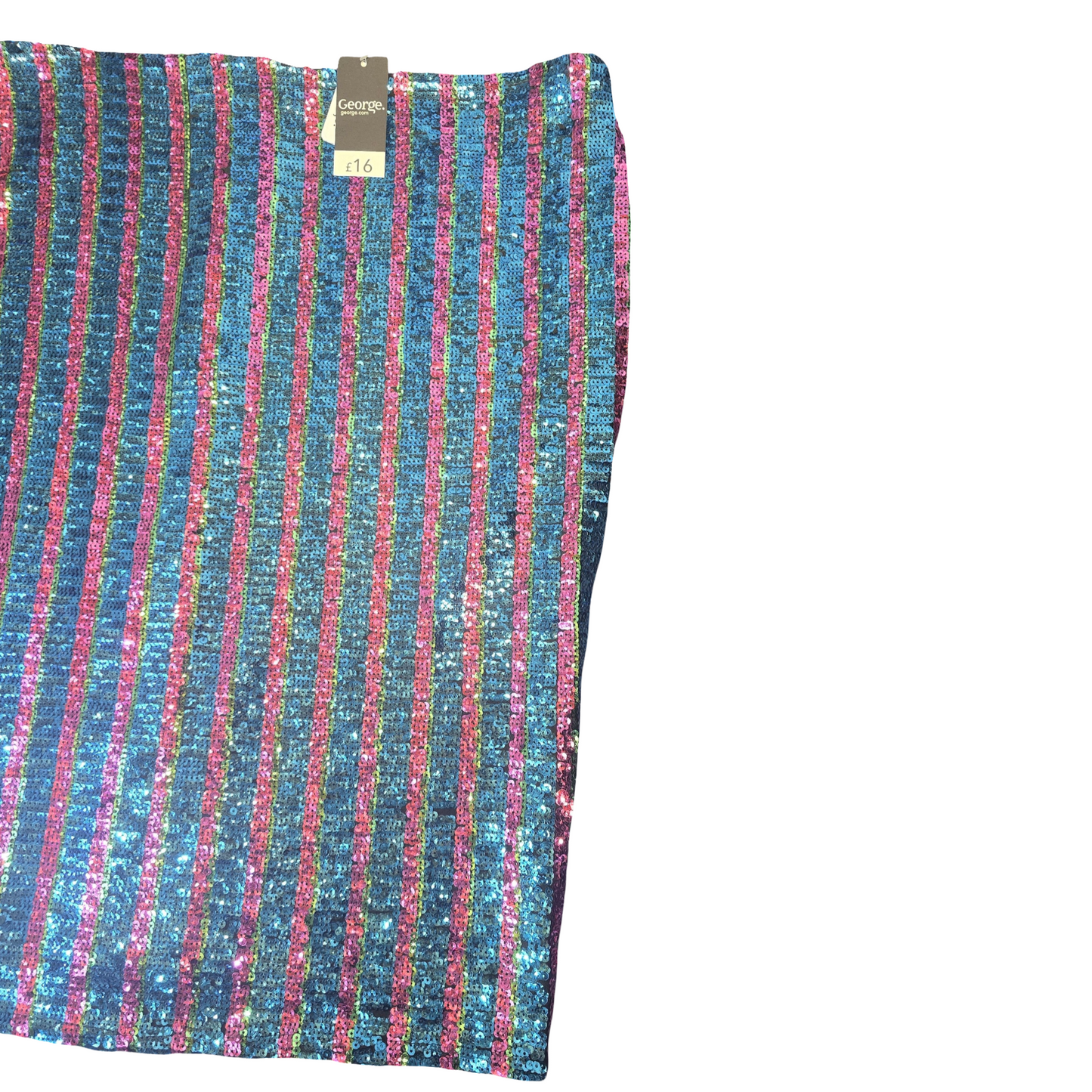 George Blue, Pink & Green Sequin Stripe Skirt – Size 18 – NWT