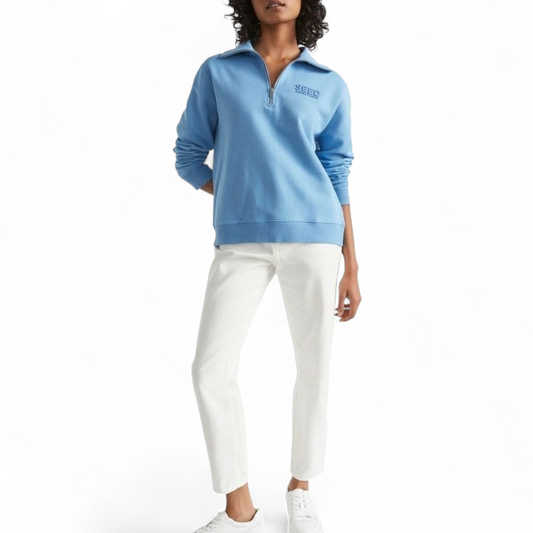 Seed Heritage Blue 1/4 Zip Jumper – Logo Front – Size XS (size 6/8)
