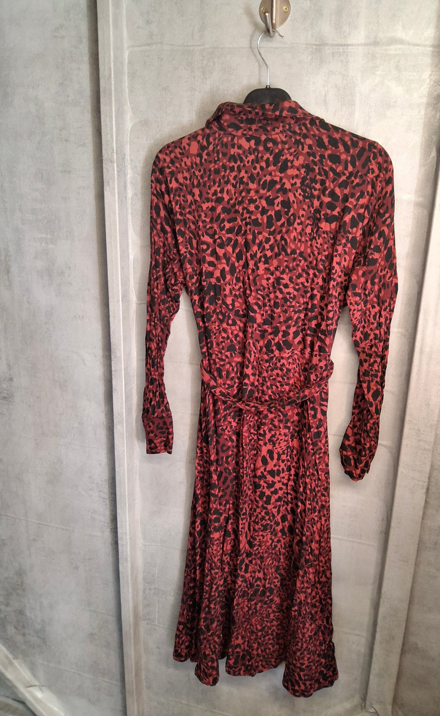 F&F Red & Black Animal Print Midi Shirt Dress – UK 6 – NWT