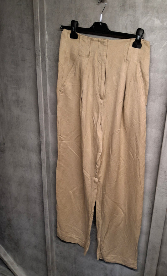 M&S Stone Linen Blend Bootcut Trousers – Size 10 Reg Flared Summer Style