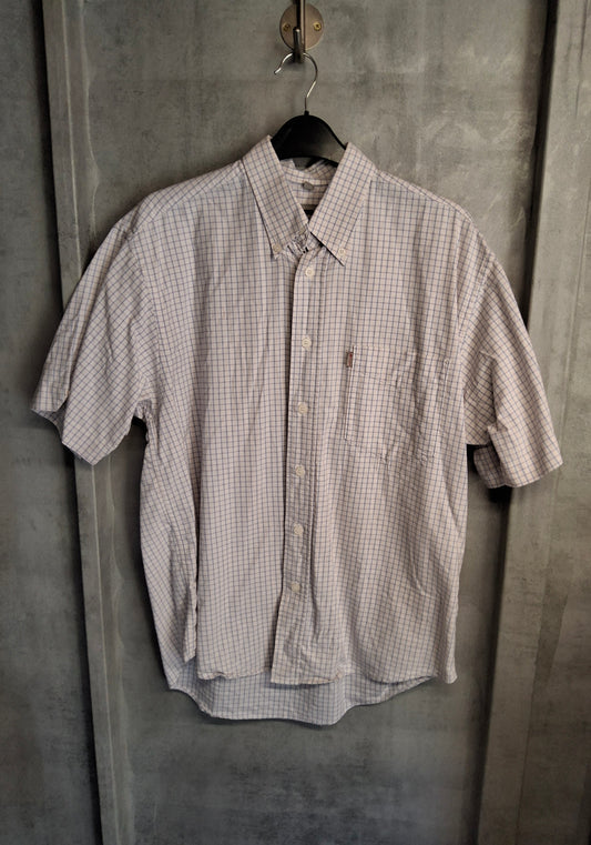 Men's Vintage 90s Lee Cooper purple & blue checked short sleeved shirt 15"