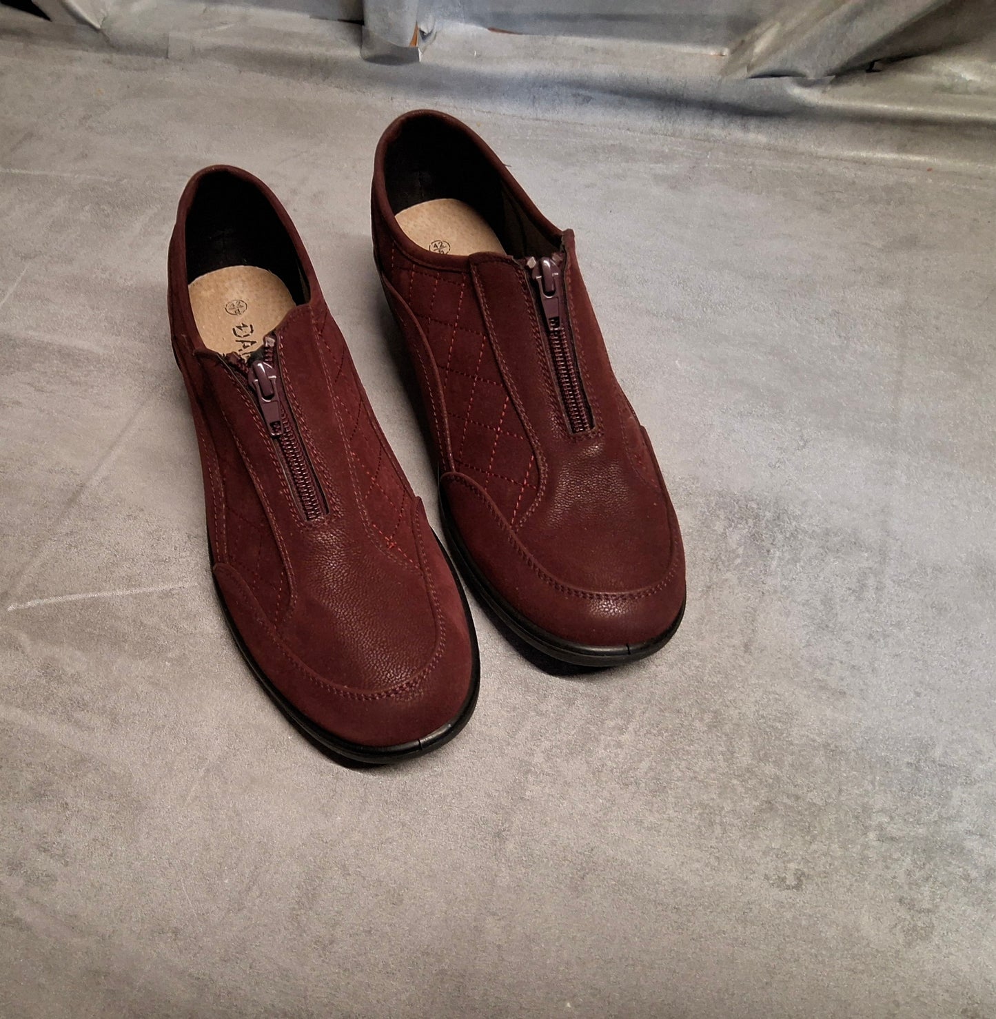 Damart Burgundy Zip-Up Wedge Comfort Shoes – Size 8