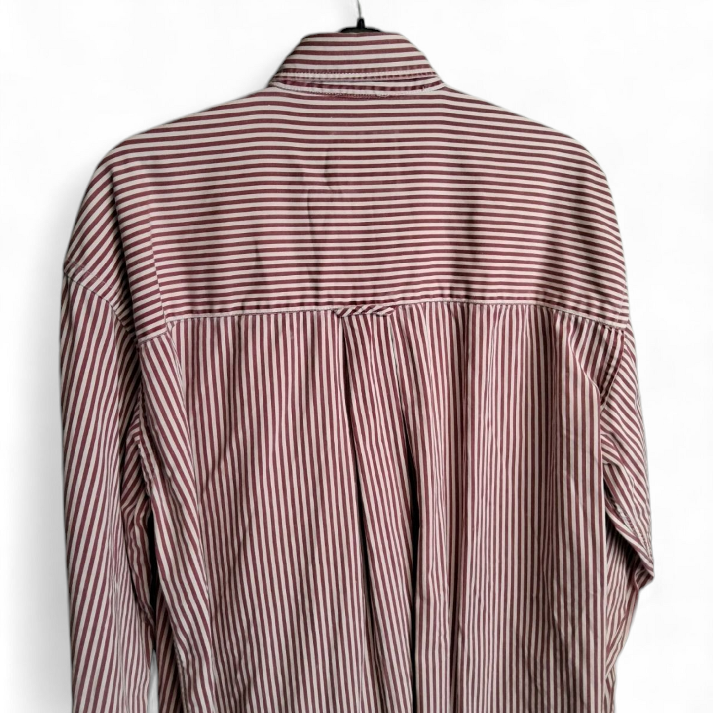 Cutter & Buck Vintage Red/White Striped Shirt – Long Sleeve, Size M, Button Down, Made in HK