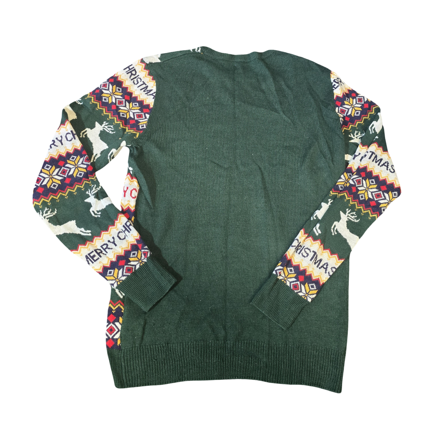 Matalan Green Knitted Xmas Jumper – Men’s Small – Festive Reindeer Print