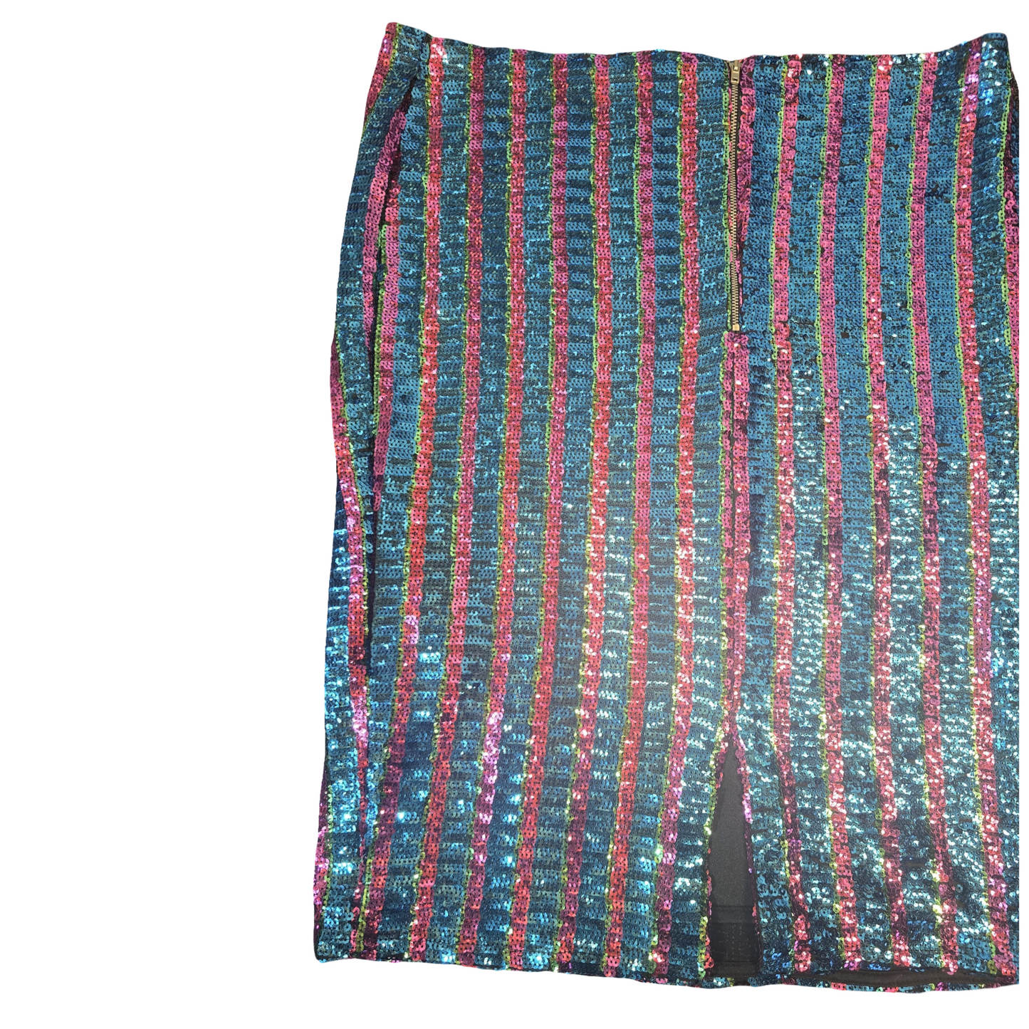 George Blue, Pink & Green Sequin Stripe Skirt – Size 18 – NWT
