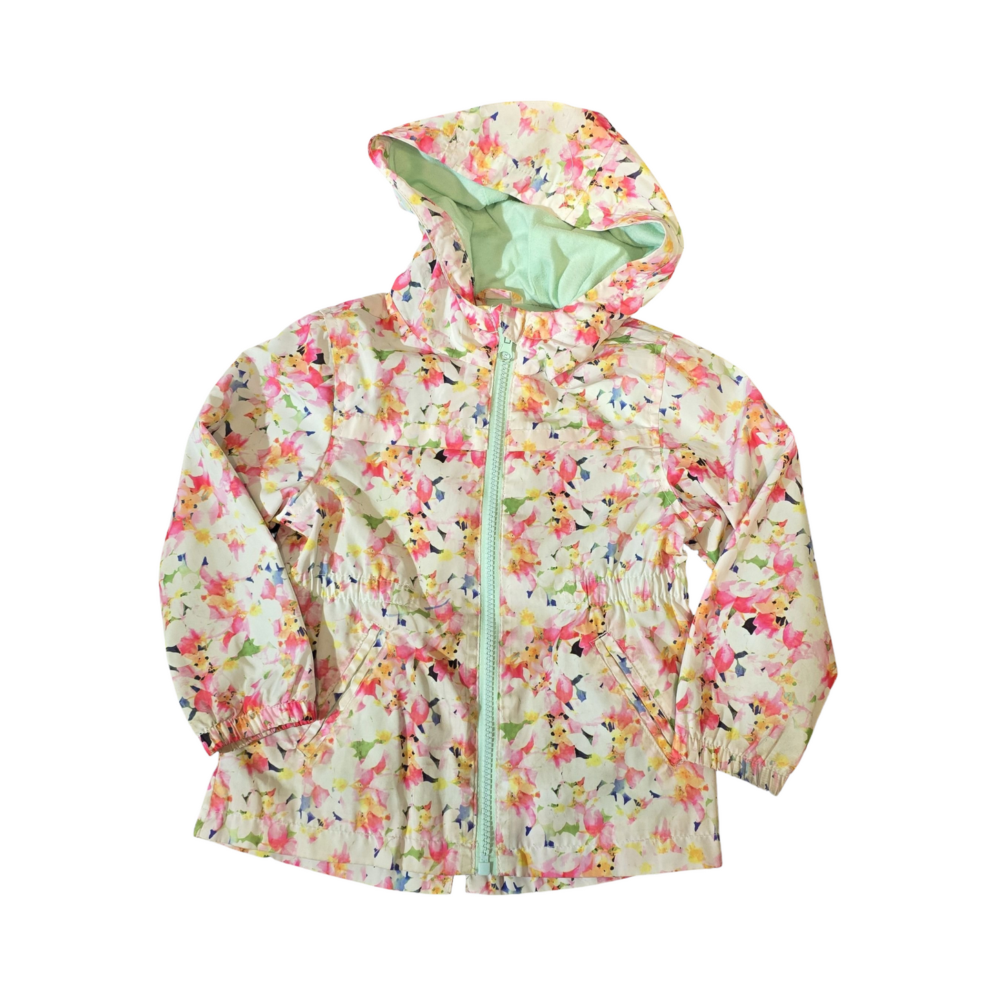 Zara Girls Floral Multicoloured Hooded Jacket – Age 3-4 Years – 100% Polyester
