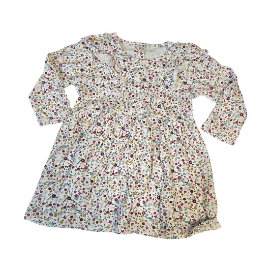 Matalan White Floral Long Sleeve Dress – Girls 6–9 Months – 100% Cotton