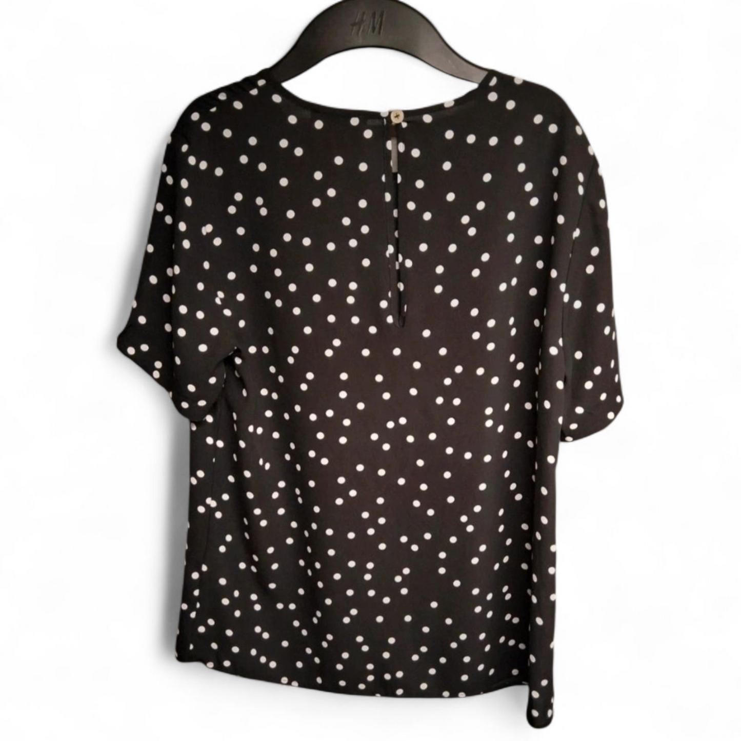 Warehouse Black & White Polka Dot Top – Size 8 – 100% Polyester