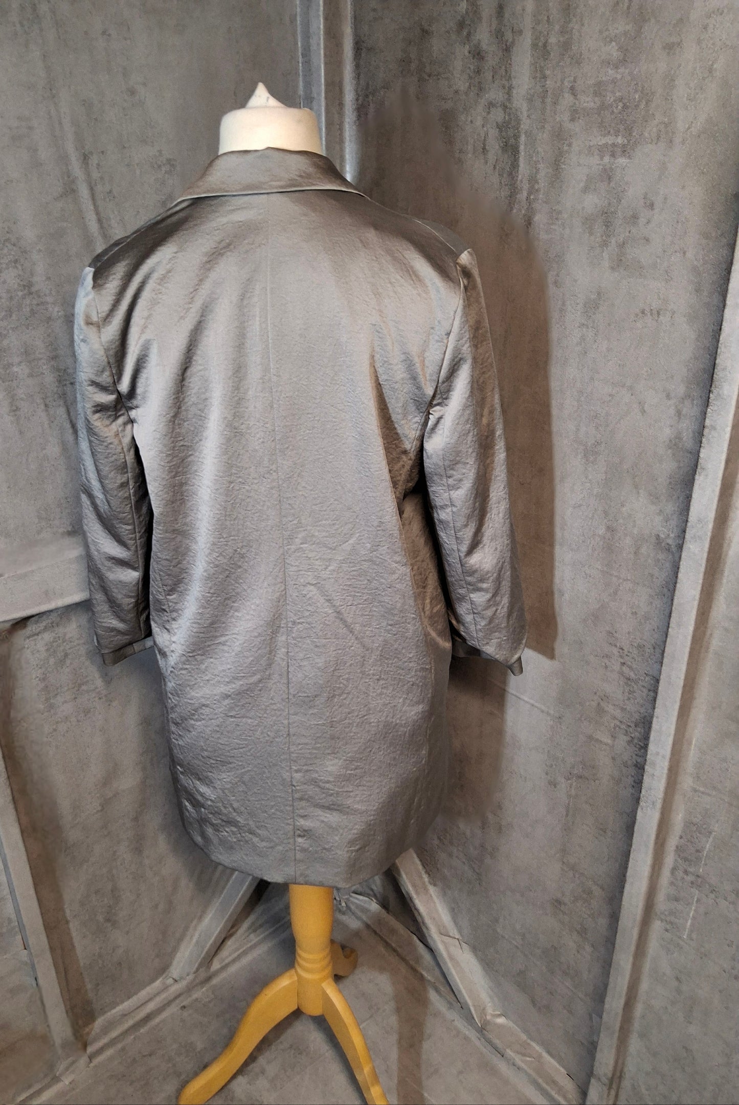 Next Tailoring Grey Metallic Open Blazer – Size 8, 3/4 Sleeves