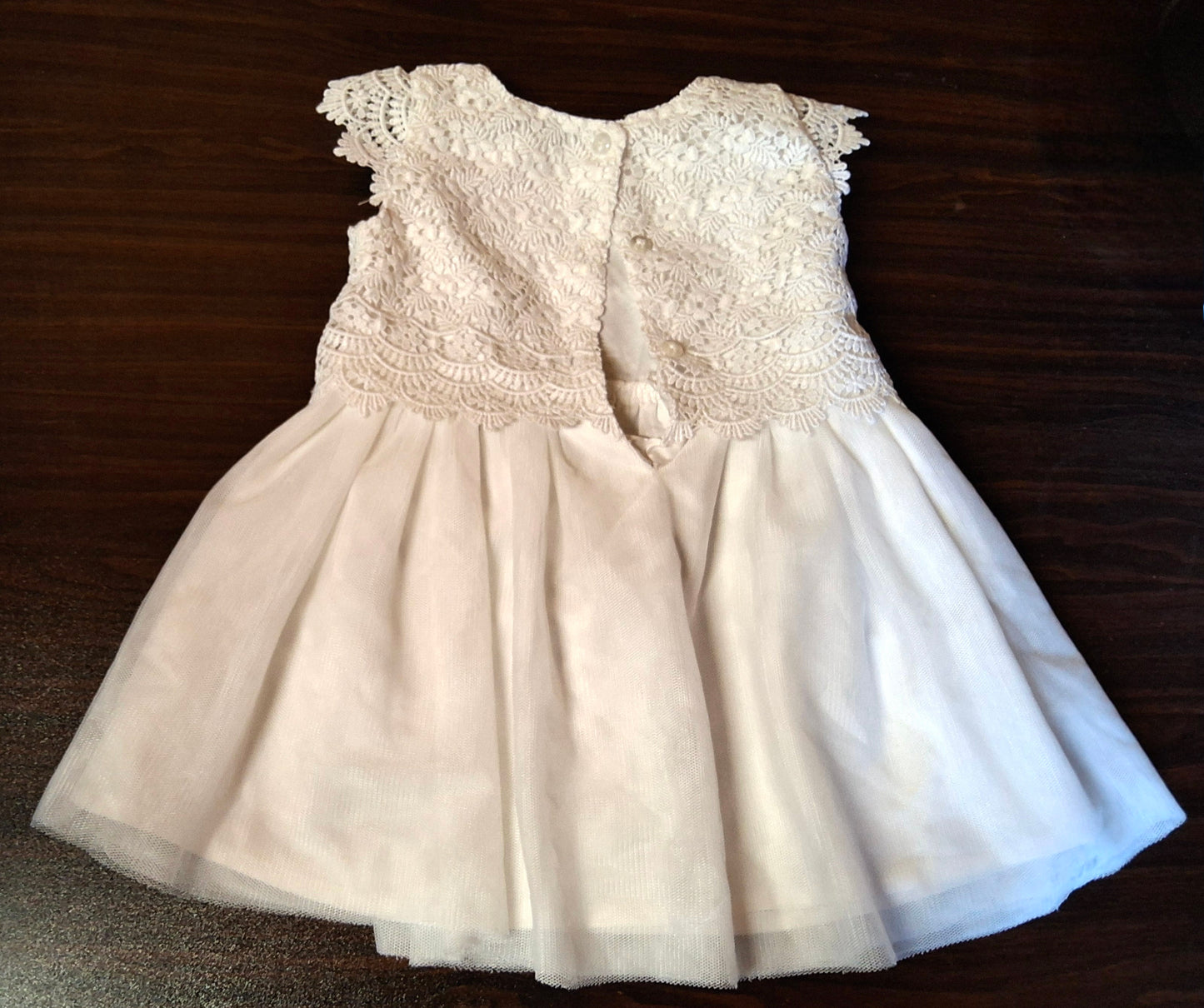 Primark White Lace & Tulle Dress – Girls 6–9 Months – Polyester