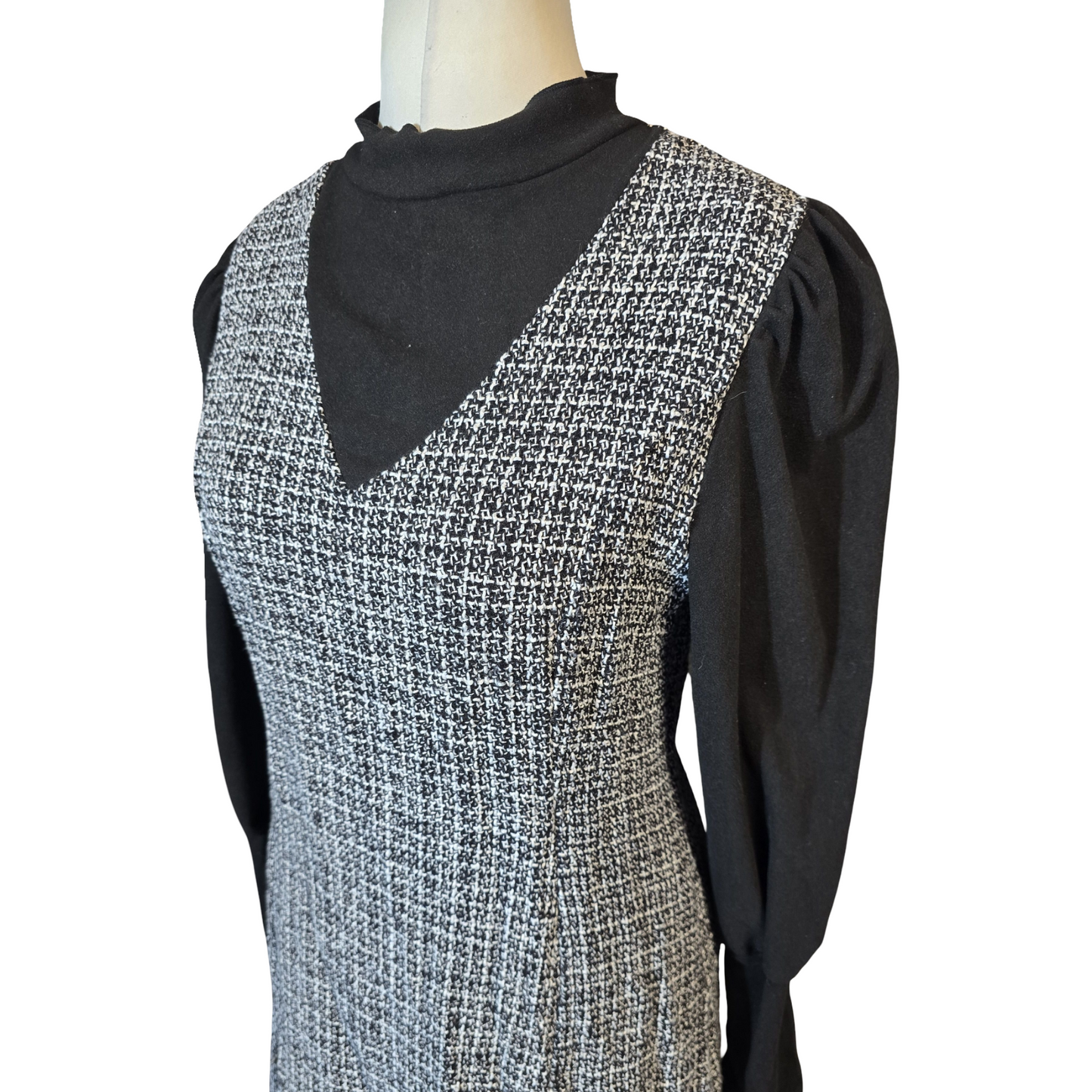 SHEIN Grey & Black High-Neck Mini Dress – Pinafore Style – Size L (UK size 12/14)