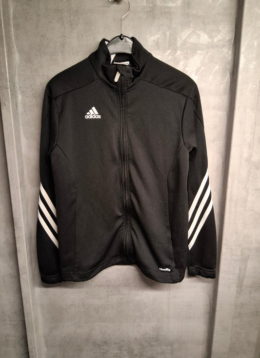 Adidas Black & White Zip-Up Jumper – Boys 11-12 Years – Climalite