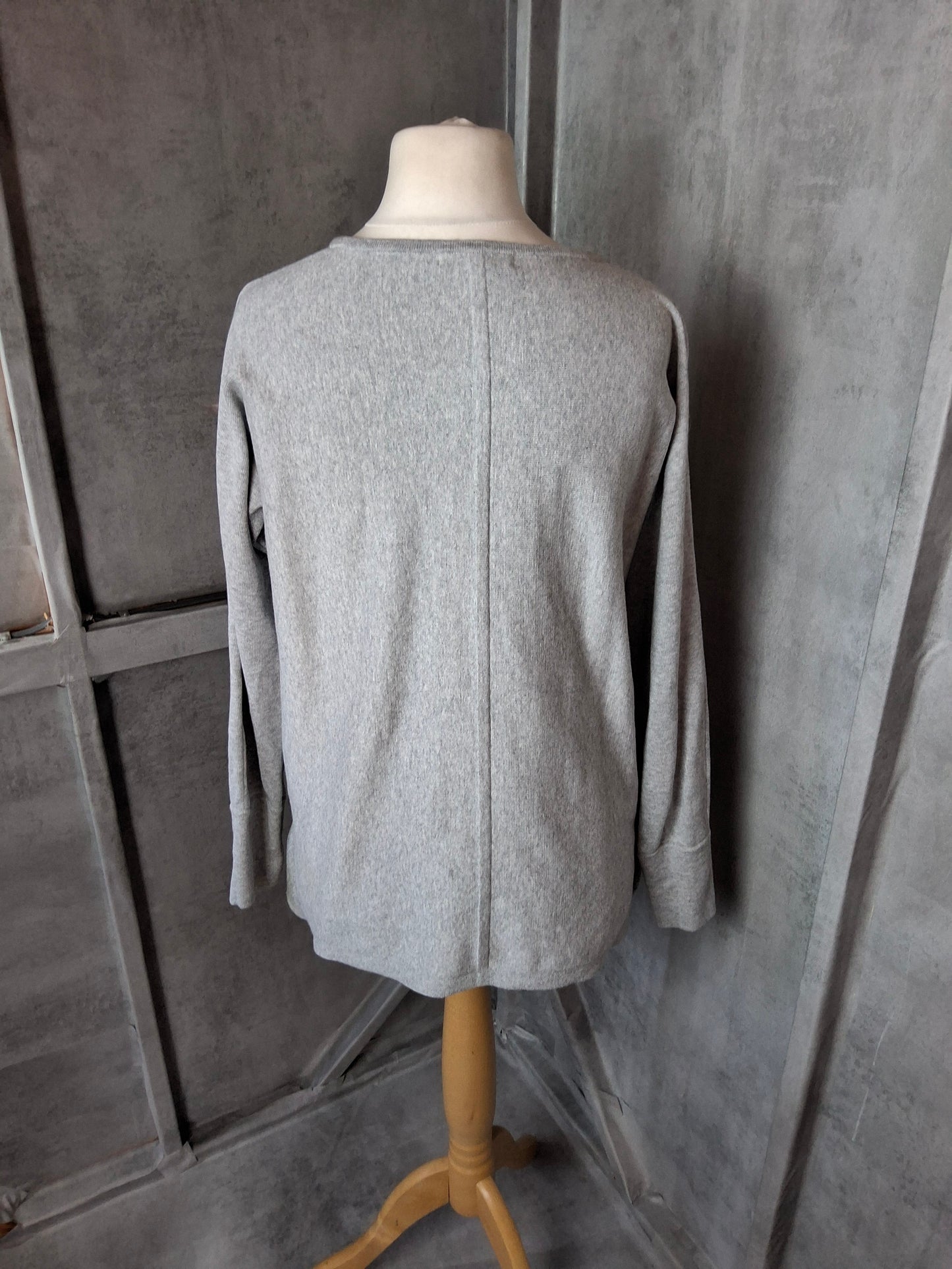 White Stuff Grey Jumper UK size 14 – Soft, Slouchy & Side-Slit Chic