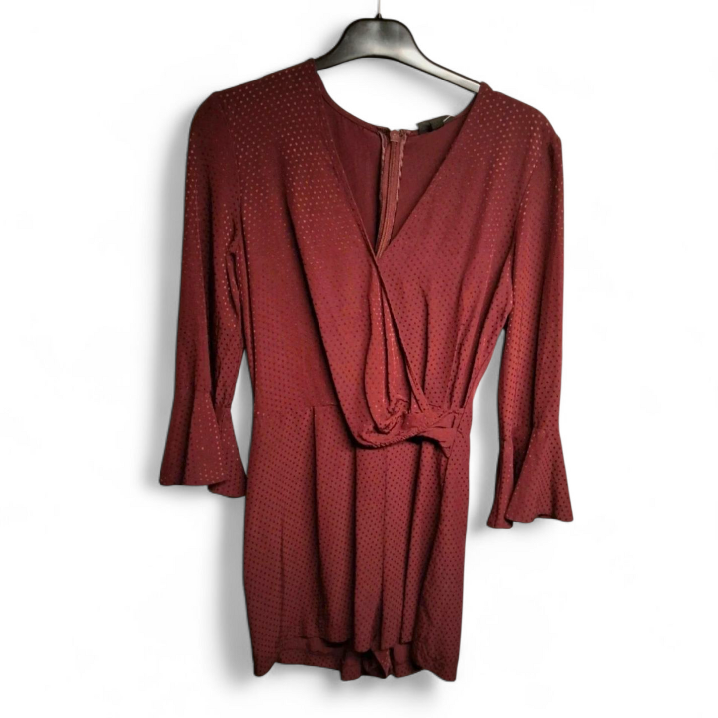 Topshop Purple Playsuit – Size 10 – Bell Sleeve Wrap Style with Zip Back